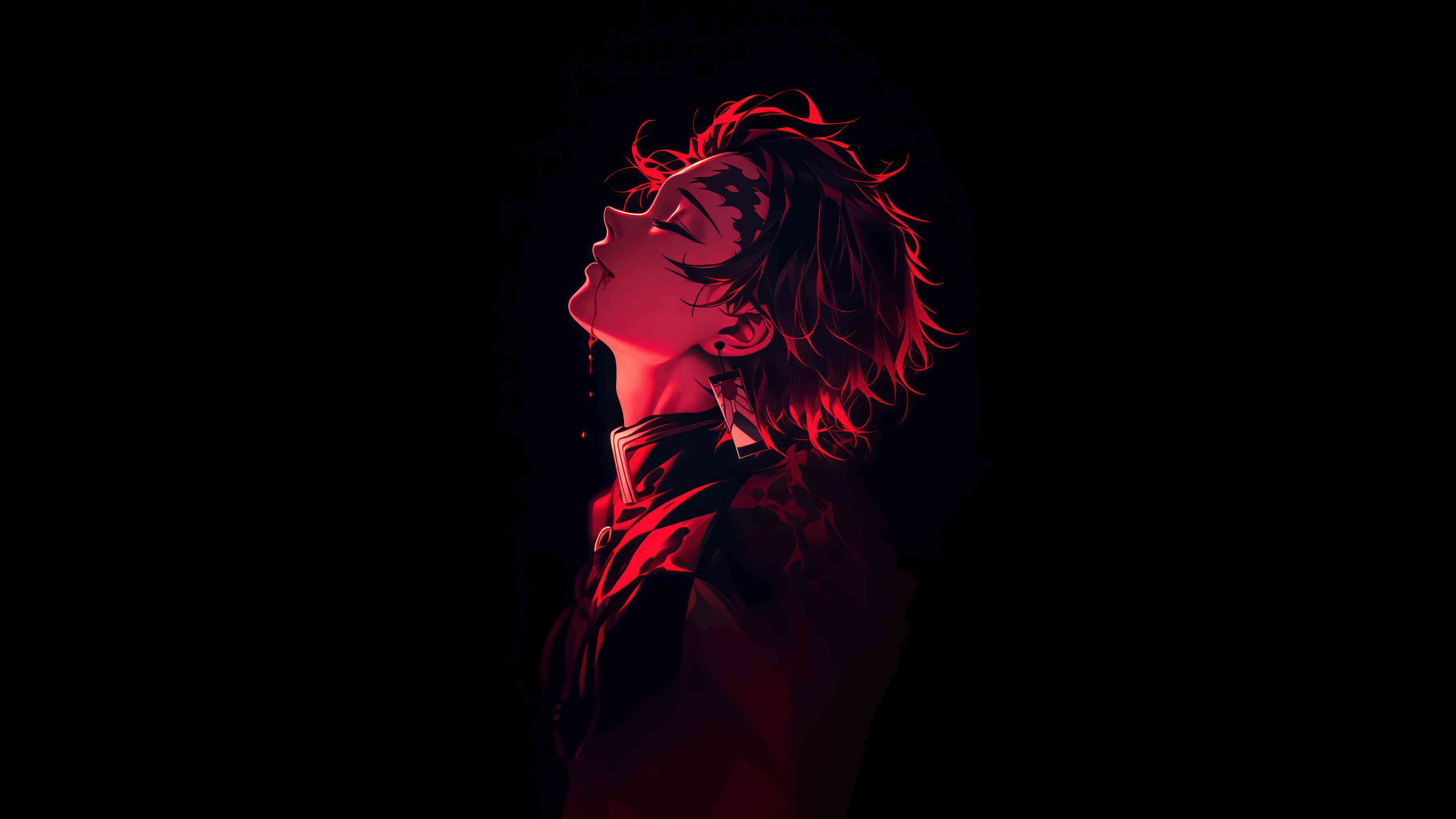 Tanjiro Kamado Red Glow Anime Wallpaper HD - Dark Aesthetic Profile | MirrorLog
